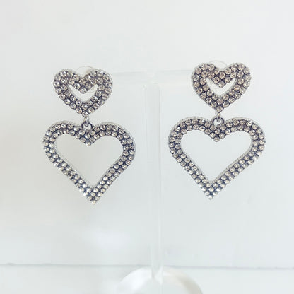 Crystal Double Heart Women Earrings