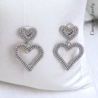 Crystal Double Heart Women Earrings