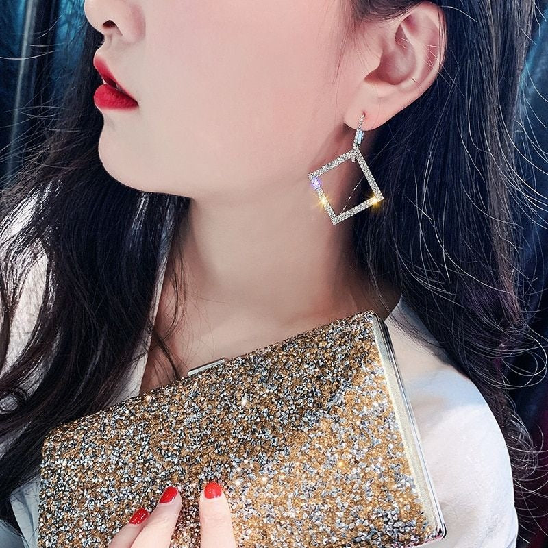 Square Dangle Women Gold Earring
