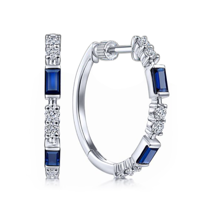 Royal Blue & Silver Round Elegant Earring