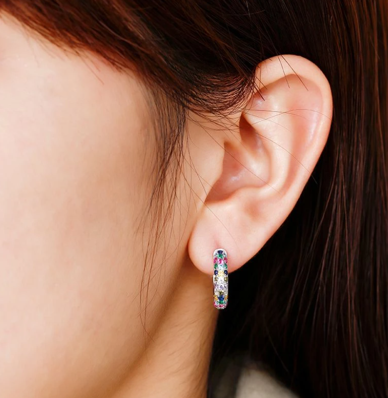 Small Half Hoop Colorful Zircon Luxury Earring