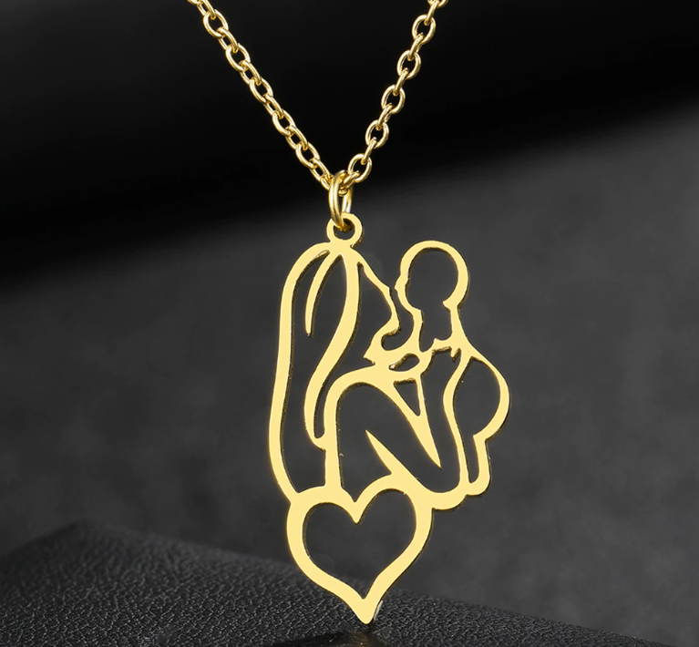 Mother Holding Baby Pendant Necklace