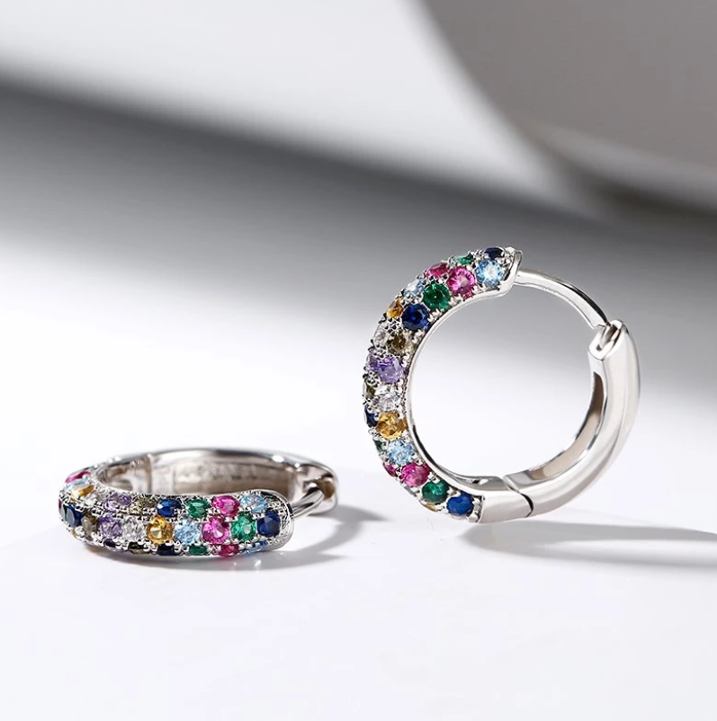 Small Half Hoop Colorful Zircon Luxury Earring