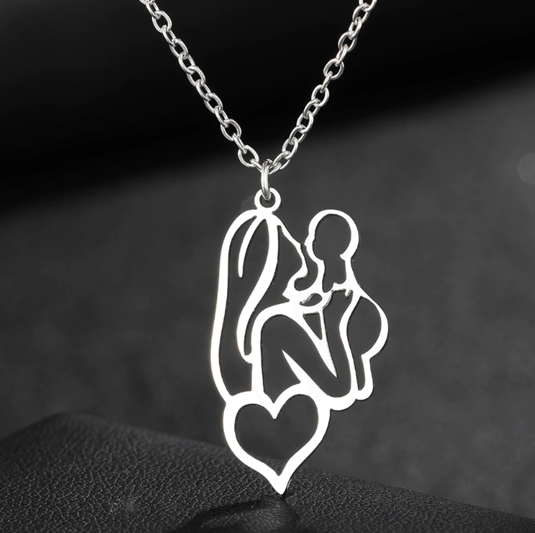 Mother Holding Baby Pendant Necklace