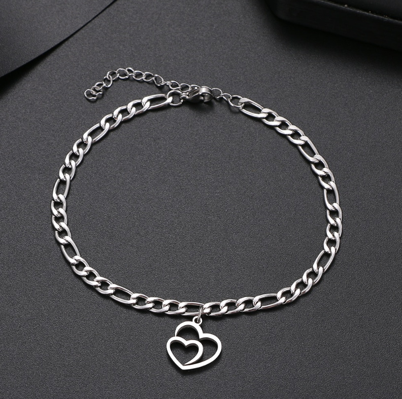 Stainless Steel Hearts Anklets