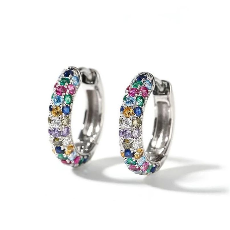 Small Half Hoop Colorful Zircon Luxury Earring