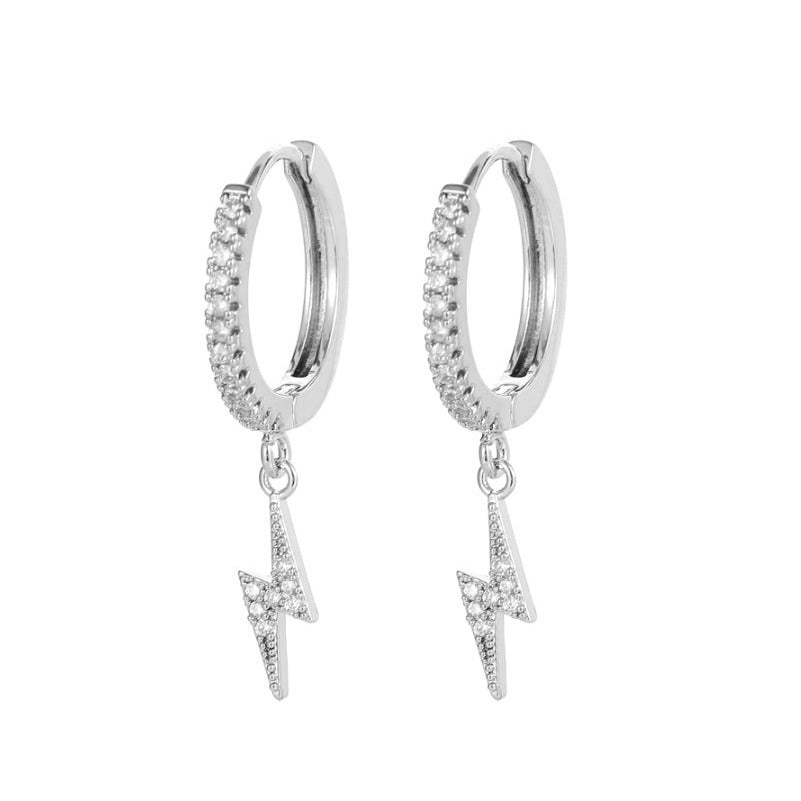 Crystal Simple Lightning Hoop Earrings