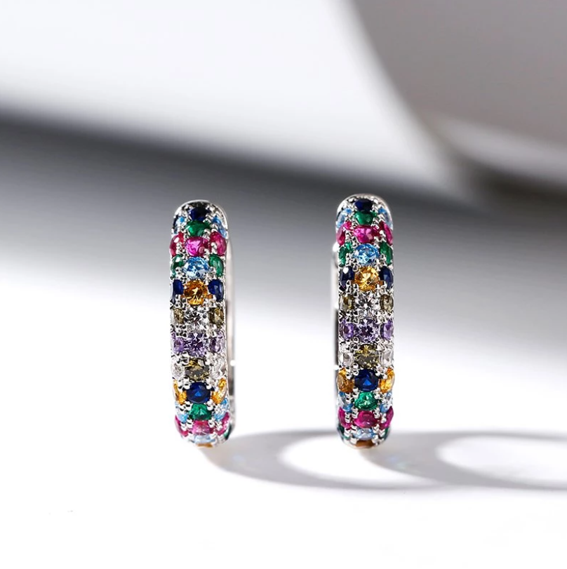 Small Half Hoop Colorful Zircon Luxury Earring