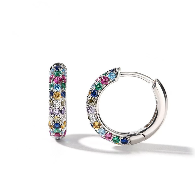 Small Half Hoop Colorful Zircon Luxury Earring