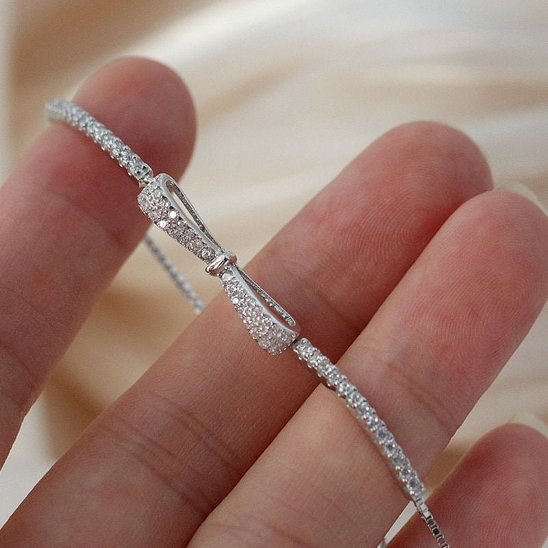 Silver Women Bowknot Bracelet
