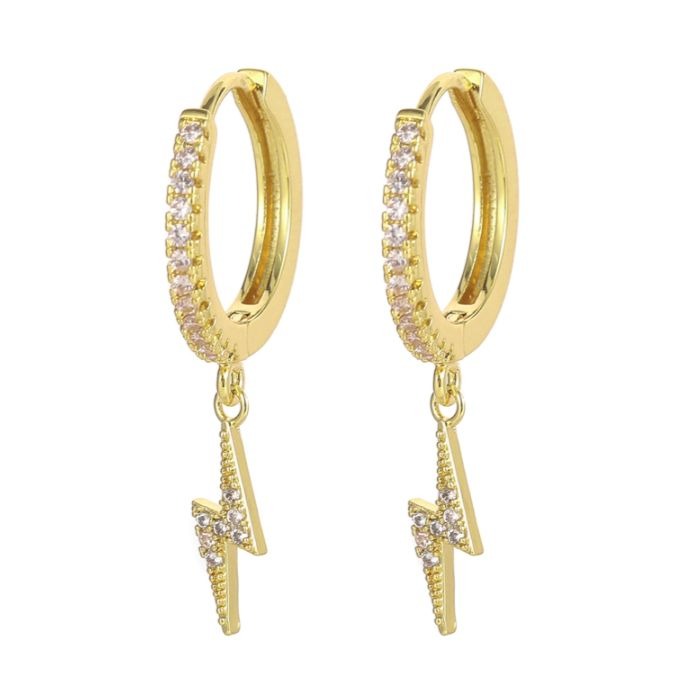 Crystal Simple Lightning Hoop Earrings