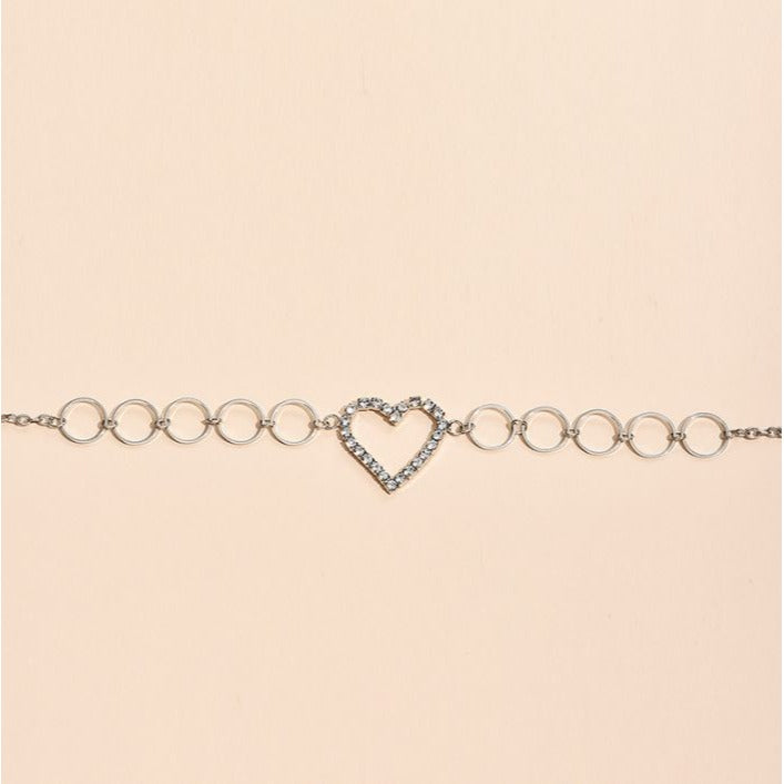 Rhinestone Heart Waist Body Chain
