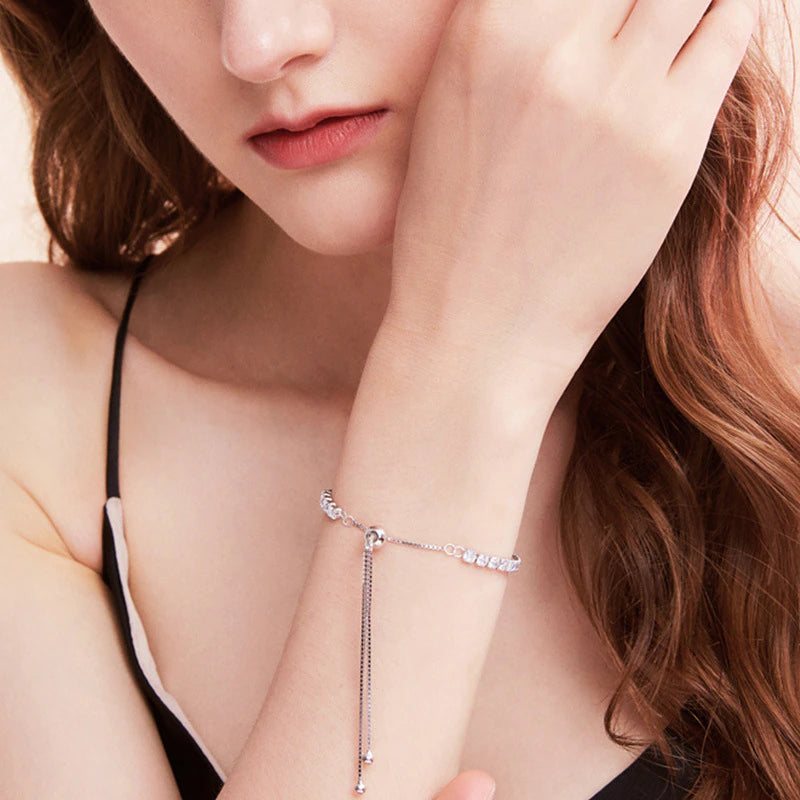 Elegant Crystals Sterling Silver Bracelet