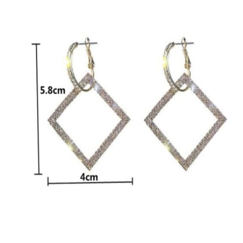 Square Dangle Women Gold Earring