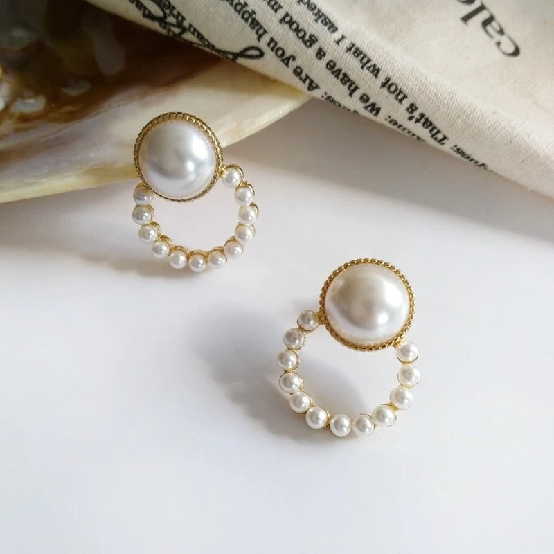 Elegant Pearl Ivory Women Round Earrings