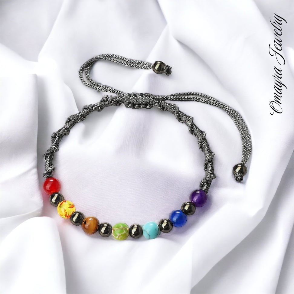 Chakra Beaded Handmade Multicolors Rope Braided Bracelet