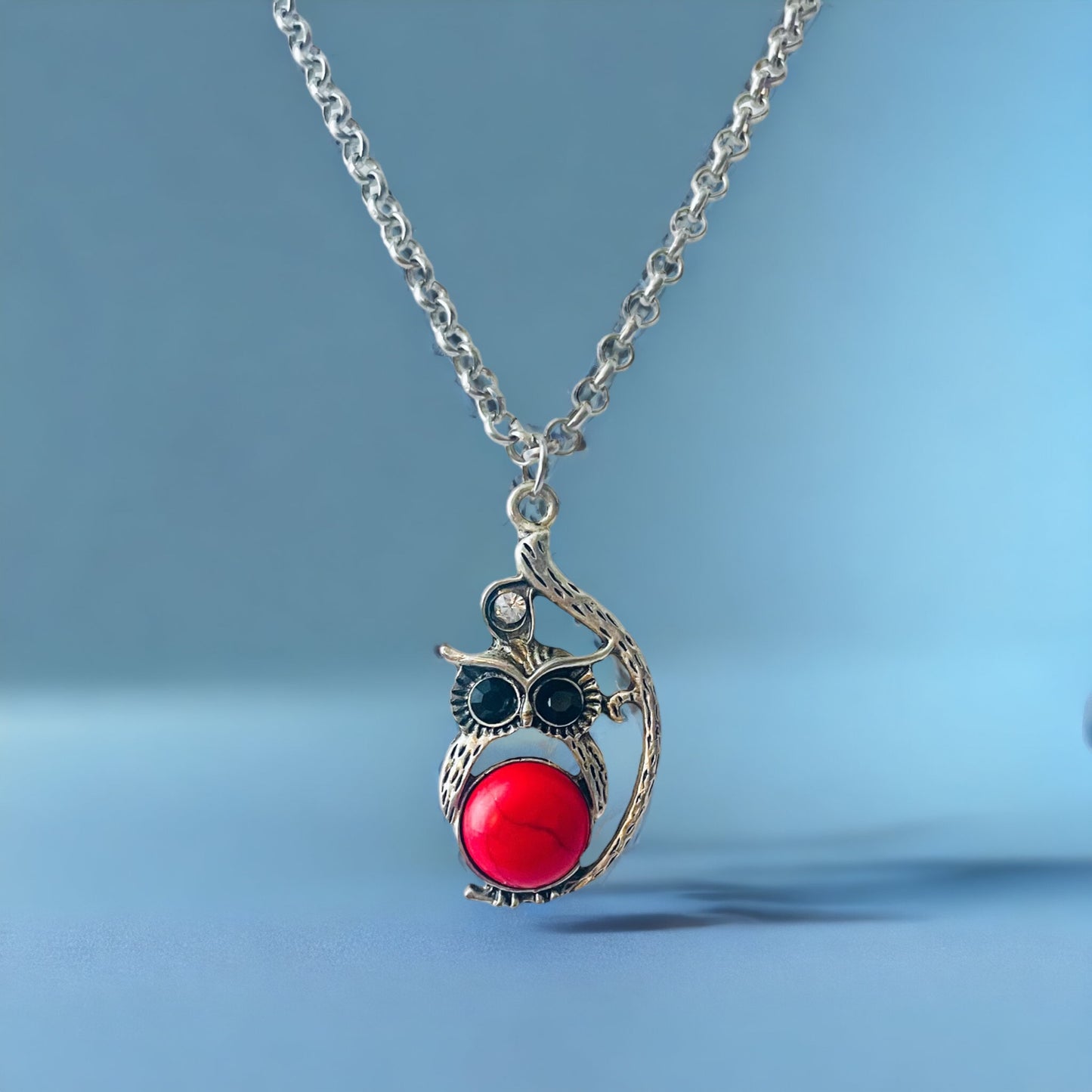 Vintage Women Silver Owl Necklace