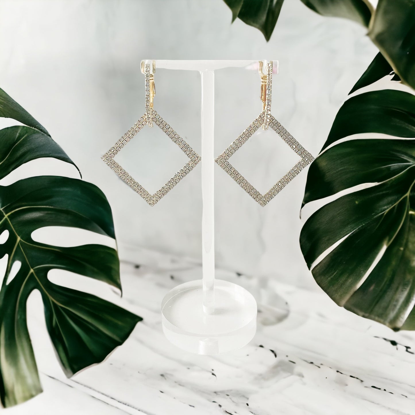 Square Dangle Women Gold Earring