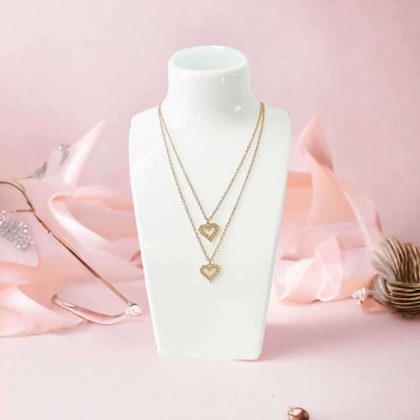 Multilayer Heart Gold Necklace