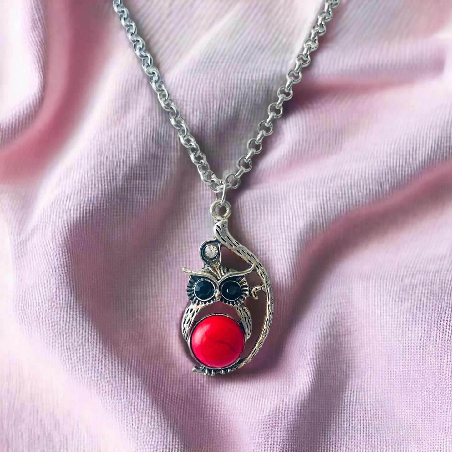 Vintage Women Silver Owl Necklace
